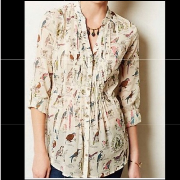 Anthropologie Tops - Anthropologie French bird button down top